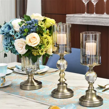 Kryształowe świeczniki złoto z przezroczystego szkła klosz jeden herbata światło uchwyt dekoracji domu restauracja dostawy Ślubny wystrój