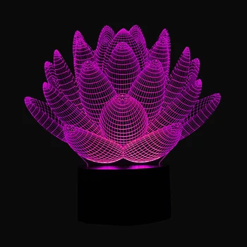 Kwiat lotosu lampka nocna 3D LED USB zmiana koloru światła bożego narodzenia przycisk dotykowy dzieci Salon Sypialnia oświetlenie Лампен Luminarias