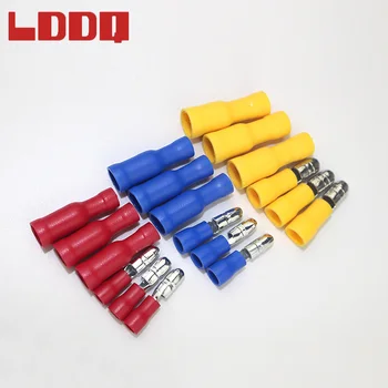 LDDQ 100szt różne kula tyłek crimp terminal 20 par czerwony 20 par niebieski 10 par żółty całkowicie izolowany przewód złącze wysokiej jakości