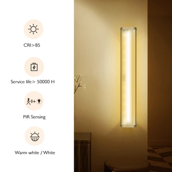 LED Night Light PIR Motion Sensor Smart Stairs Light 10 diod led ładowalna lampka nocna dla Wadrobe szafa sypialnia szafki kuchenne