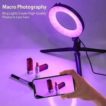LED RGB Selfie Ring Light LED Round Light Ring lampa ze statywem do Tik Tok Youtube VK telefon komórkowy Zdjęcia hoop pierścień światła