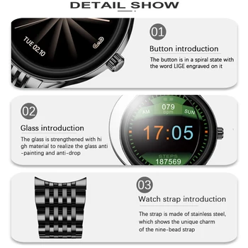 LIGE Full Touch Screen Smart Watch Men Steel Band Sport Watch Heart Rate Blood Oxygen wielofunkcyjny 2020 nowy modny inteligentny zegarek