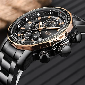 LIGE japońskie zegarki sportowe męskie mody zegarek sportowy wodoodporny ze stali zegarki męskie Kwarcowy zegarek chcesz męski Relogio Masculino