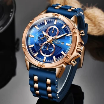 LIGE sportowe zegarki Męskie wodoodporne męskie zegarek Kwarcowy zegarek dla mężczyzn marki luksusowe silikonowy pasek męski zegarek Relogio Masculino