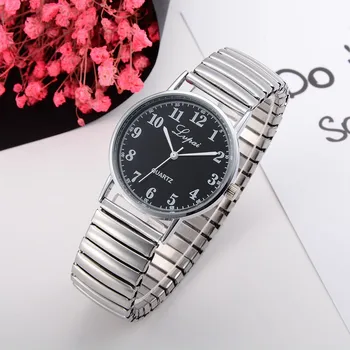 LVPAI damskie zegarki symulacja topionego sukienka ze stali nierdzewnej z zegarem prezent moda elastyczny teleskopowy pasek damski zegarek #W