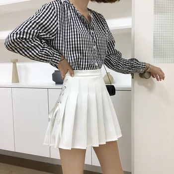 Lato jest dość Lolita Wstążka łuk koronki Wysokiej Talii plisowana stałe spódnica Japonia koreański marynarz student mundury sexy 90-tych