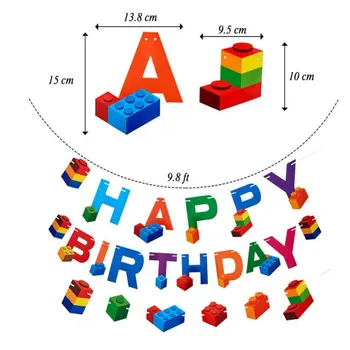 Lego Klocki Z Okazji Urodzin Banner Chłopców Baby Shower Urodziny Dostawy Papieru Wiszące Flagi Ozdoba Party