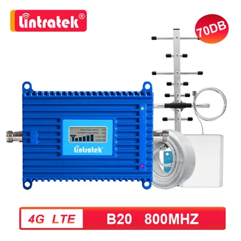 Lintratek 70db B20 4G LTE 800mhz Cellular Amplifier 800 Repeater Signal Booster 4G Internet & Voice Yagi Panel Antenna 13m Set 6