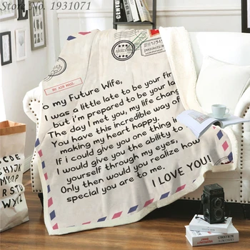 Listu mojej przyszłej żonie Wyrazić miłość koc drukowanie 3D Sherpa koc na łóżku tekstylia do domu wspaniały prezent koc 06