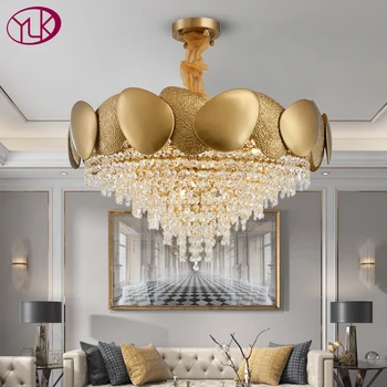 Luksusowa nowoczesna lampa żyrandol do salonu gold led crystal light creative design home decor chain cristal lighting fixture