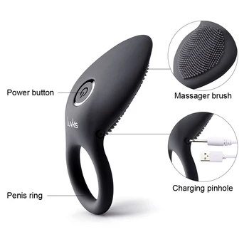 Luvkis 10 prędkości penis wibrator pierścień męski dłuższy wibracyjny kogut z pierścieniem masażer pióro silikonowe seks zabawki USB naładowana