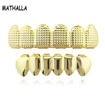 MATHALLA Hot Style sprzedaje Grillz wklęsłe i wypukłe текстурную siatkę hip-hop zębów Grillz z nadrukiem pozłacanej biżuterii krat