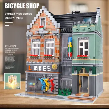 MOC 10004 Street Building Toys Compaitble With 15034 Bike Shop Model Building Blocks Assembly Bricks Kits dla dzieci prezenty świąteczne