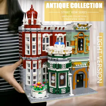 MOC Yeshin 16005 Street View Creative Series Antique shop, collection Green Grocer Model Building Blocks Brick Compatible Toy