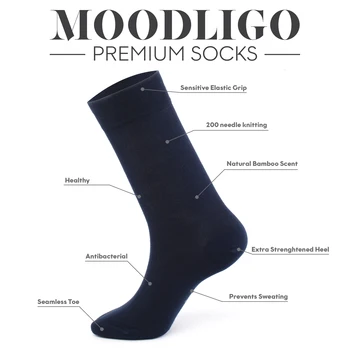 MOODLIGO Premium 6 par opakowaniowych bambusowe skarpety Mans Socket / wysoka jakość / antybakteryjne / ультрасофт / zdrowe / oddychające