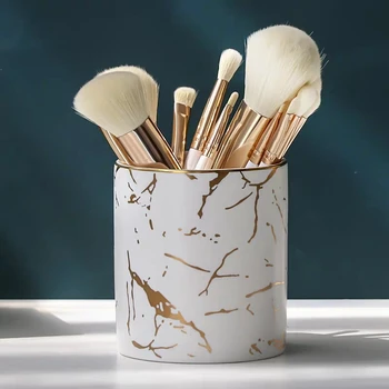 MT Nordic Marble Wzór Pen Holder Cosmetic Brush Storage Box Makeup Brush Holder ceramiczna banku Home Table Decoration Container