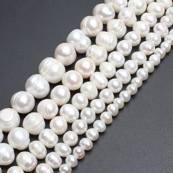 Mandat naturalne słodkowodne perły okrągłe koraliki do tworzenia biżuterii DIY bransoletka naszyjnik 4-11 mm Strand 15.5