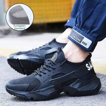 Manlegu New 36-48 Men Safety Boots Steel Toe Shoes Punctionproof Work Sneakers Safety Shoes Construction Outdoors Man Work Boot