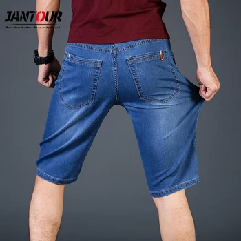 Marka codzienne spodenki męskie jeans krótkie męskie męskie dżinsy Homme Denim Slim Fit spodnie Proste niebieskie rowerzysta letnie duze rozmiary 40 42 44 46