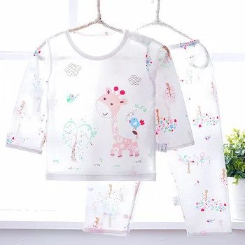 Marka dzieci piżamy zestaw cienkie włókno bambusowe zwierząt z długim rękawem odzież Dziecięca zestaw Infantil dzieci chłopcy dziewczęta bielizna nocna piżama V061