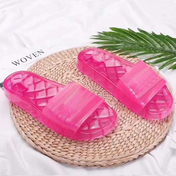 Marka markowe klapki damskie PVC przezroczyste uliczne plażowe klapki wysokiej jakości męskie pantofle z odkrytym czubkiem do łazienki duże 35-46