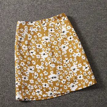 Mały pomarszczony Chryzantema kwiat spódnica 2020 lato Wysoka Talia trapezowe spódnica spódnice damskie Mujer Faldas Saias Mulher
