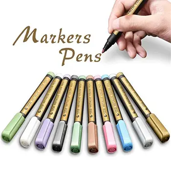 Metalowe marker uchwyty, zestaw malarskich długopisy z 10 nagród kolorowych markerów, metalowa atramentowy art uchwyt do DIY fotoksiążki, kamieni, scrapbooking