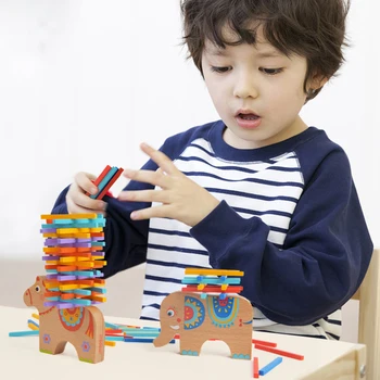 MiDeer 40pcs Kids Wooden Toys Math Toys Shapes Math Gifts Educational Toys for Blance Practice Learning Toys for Children