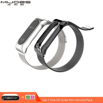 Mijobs Mi band 2 Smart Watch ze stali nierdzewnej w mediolanie pasek z magnetycznym zaczepem do wymiany Xiaomi Mi Band 2 Bransoletka Miband 2