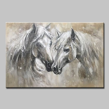 Mintura obraz olejny na płótnie ręcznie uchwyt sztuka Morden zwierzę obraz Dwa konie obrazy do salonu plakatu bez obramowania