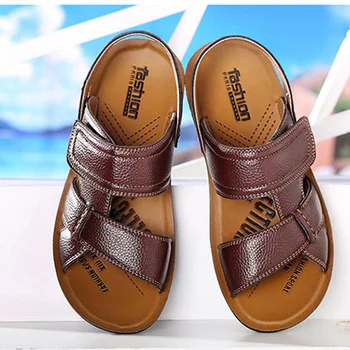 Miękkie skórzane męskie sandały wygodne męskie obuwie rzymskie męskie sandały letnie Męskie obuwie plażowe sandały 2021 modne sandały