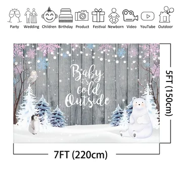Mocsicka Baby It ' s Cold Outside background Winter Snow Woodland Animals Baby Shower Party Banner Decoration Photography Background