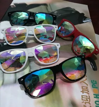 Moda Kocie Oko Festiwal Szkło Luksusowy Kalejdoskop Rocznika Kwadratowych Mozaiki Okulary Kobiety Rave Diament Retro Rysunek Paznokci Okulary