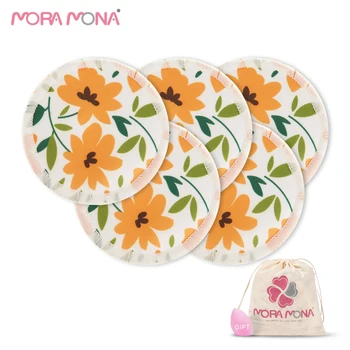 Mora Mona New Printing Bamboo Fiber Wielokrotnego Użytku I Zmywalny Makijaż Remove Pad For Cosplay Twarzowy Cosmetics Cleaning 5 Szt. / Op.