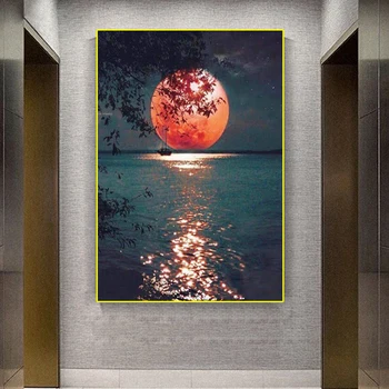 Morska Księżyc sofa sypialnia dekoracja malarstwo tło ściany płótno Malarstwo