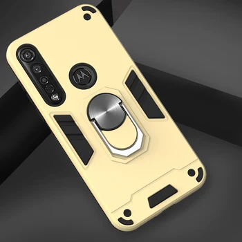 Motorola Moto G8 Plus Armor Case z zestawem pierścieniowym uchwyt do Motorola Moto G7 Power G8 G6 E5 Play One Macro Metal Case