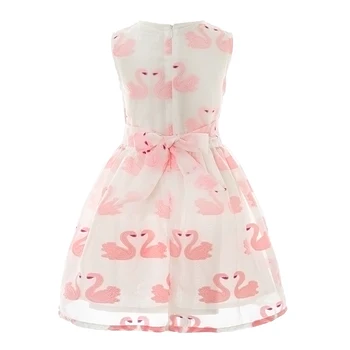 Mottelee Girls Dress Pink Swan haft dla Dzieci sukienki Fancy Children Wedding Party suknia ślubna kreskówki dla dzieci ubrania dla dziewczyn