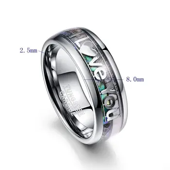 Męskie pierścień 8 mm szerokości pierścienia ze stali wolframu I Love You Letters T089R biżuteria dla mężczyzn obrączki Darmowa wysyłka nie ma minimalnego zamówienia