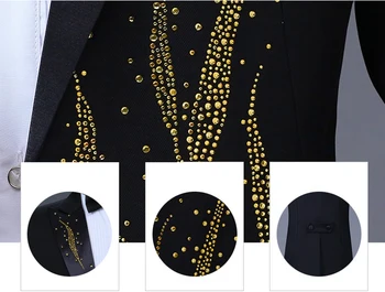 Męskie złote, diamentowe haftu smoking frak Slim Fit 4 Ppc strój kostium mężczyźni partia ślubny smoking jaskółczy ogon płaszcz 4XL
