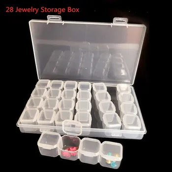 Nail Art Tools Jewelry Storage Box 28 Przezroczysty Kolorowe Pudełko Do Przechowywania Biżuterii Zdejmowana Skrzynia Nail Art Nail Kit