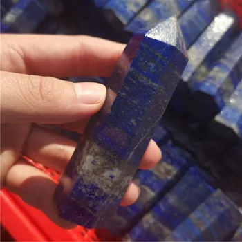 Naturalny Lapis lazuli Kryształ hexagonal kolumna Kryształowy punkt mineralny ornament lecznicze kamienie meble do domu DIY deluxe dekoracji