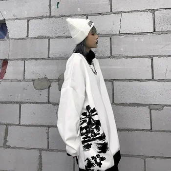 NiceMix Harajuku Ins Stylu Graffiti Do Wydruku Swetry Jesień Ulica Wolna Wysoki Kołnierz Sweter Gruba Bluza Damska Odzież