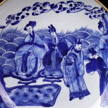 Niebieski I Biały Porcelany Starożytne Piękno Kobiety Charakter Wzór Chiński Porcelanowy Talerz Owocowa Talerz Ozdobny Talerz Prezent