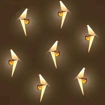 Nordic LED Bird Design Wall Lamp stolik lampa Creative Origami Paper Crane Wall Light for Loft sypialnia gabinet hol jadalnia