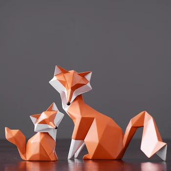 Nordic nowoczesne abstrakcyjne geometryczne Fox rzemiosła planszowe kreatywne dekoracje do biura dekoracji domu zwierząt żywicy rzemiosła
