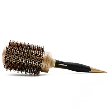 Nowa Creramic Round Lonic Brush with Hairpin Roller Comb Massage Scalp Aluminum Tube Round Barrel Curly Hair Comb Brush