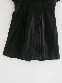 Nowa moda kolorem fałdy elastyczna talia czarna mini sukienka damska krzyż v szyi popelina kimono codzienne cienkie sukienki DS4112