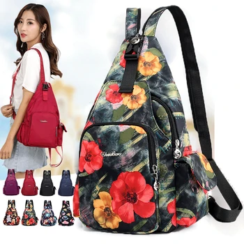 Nowa moda kwiatowy print kwiat torba na ramię torby na ramię, torby na piersi carteiras de cintura funkcjonalny damski plecak
