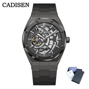 Nowe CADISEN Black men sport zegarki Top Brand Luxury men zegarki militarne zegarki szkło szafirowe Sport Water 100M zegarek męski
