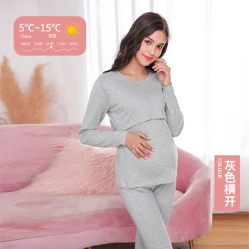 Nowe poród kobiet w ciąży jesień zima porodzie laktacja piżamy z bawełny odzież dla kobiet w ciąży ciepła bielizna strój